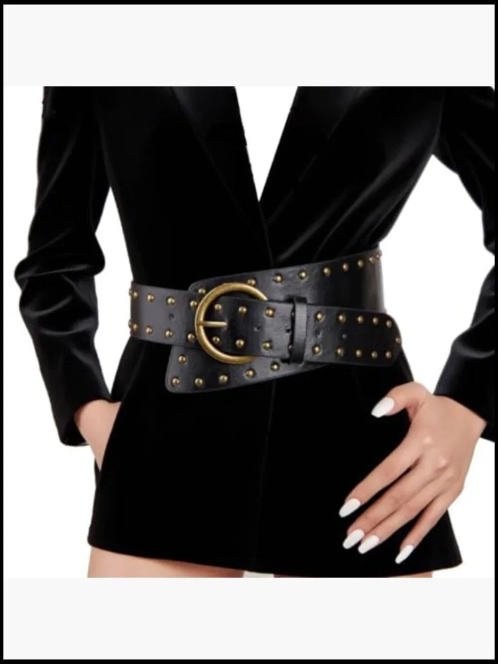 Vintage Punk Leather Waist Belt with Chunky Metal Buckle Gothic Rocker Style - Picture 3 of 6